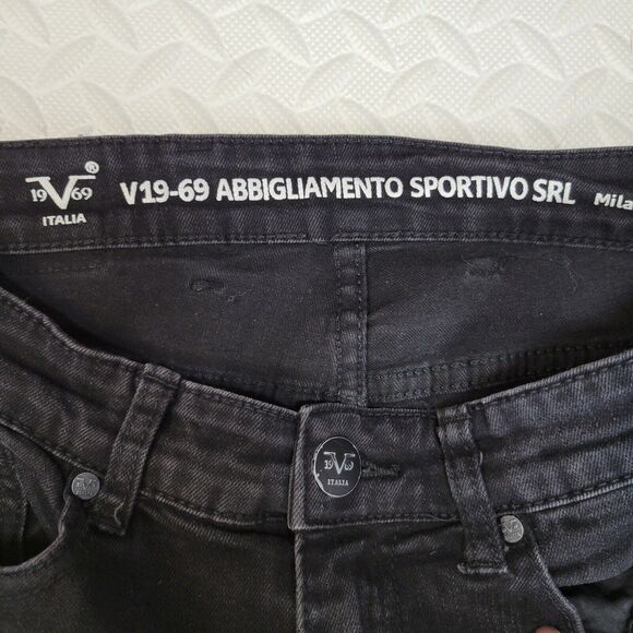 V1969 Vercase Moto Jeans Mens 28x30 Black Cargo Skinny Rock And Roll Emo Punk - Picture 9 of 15